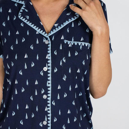 Cute stitching cropped pajama set