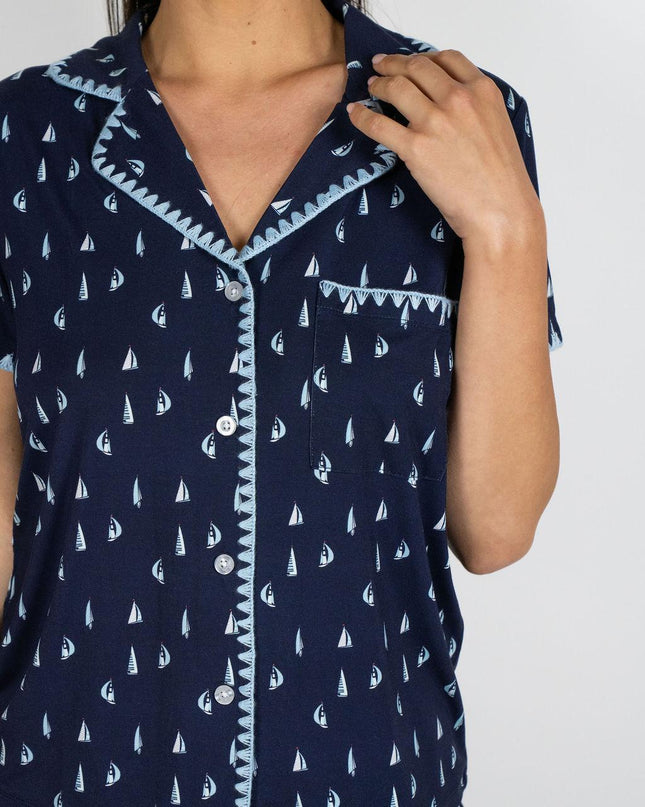 Cute stitching cropped pajama set