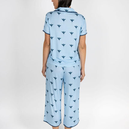 Cute stitching cropped pajama set