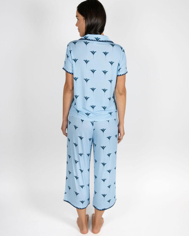 Cute stitching cropped pajama set
