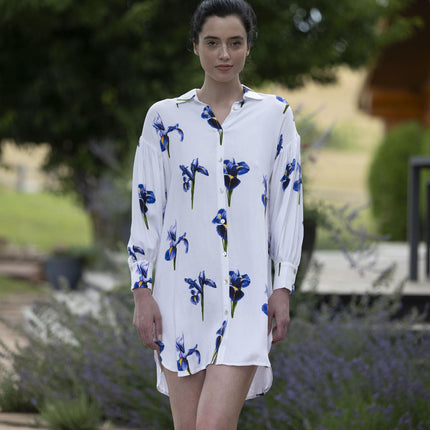 Silky satin dress Fleur-de-lis
