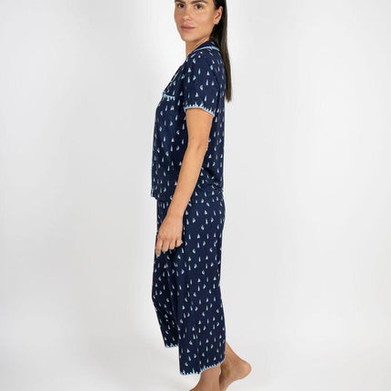 Cute stitching cropped pajama set