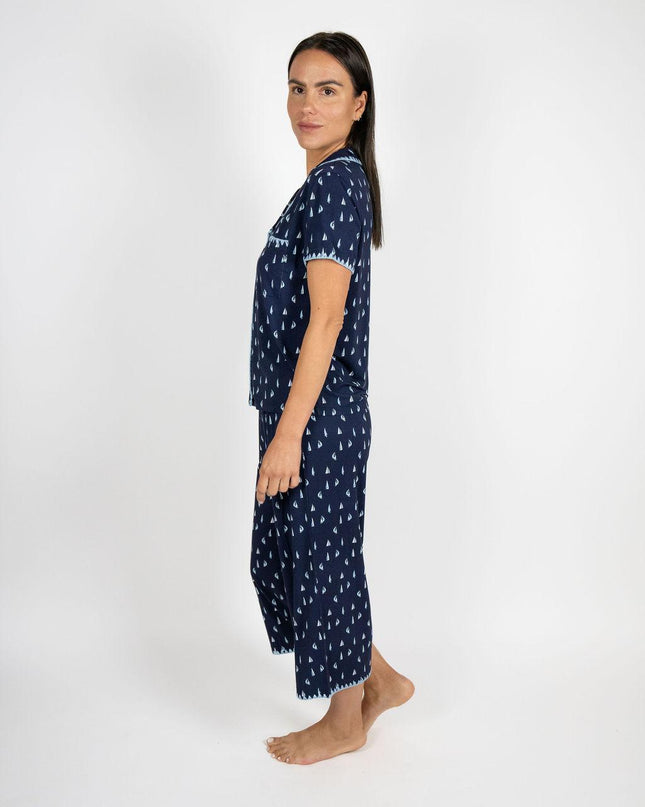 Cute stitching cropped pajama set