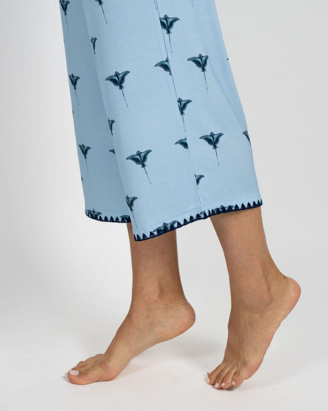 Cute stitching cropped pajama set