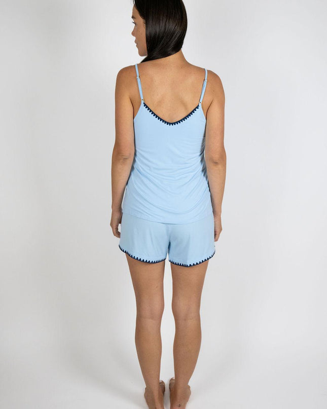 Cute stitching camisole and short set