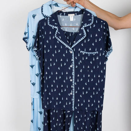 Cute stitching cropped pajama set