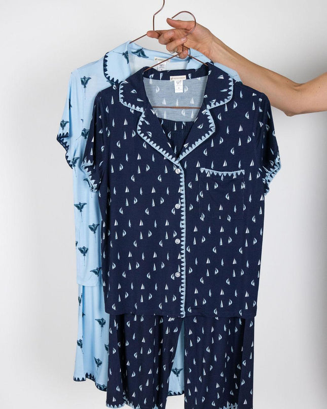 Cute stitching cropped pajama set