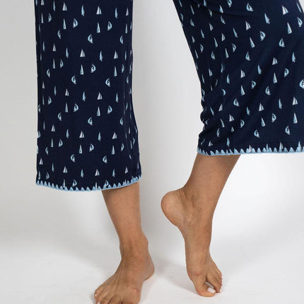 Cute stitching cropped pajama set