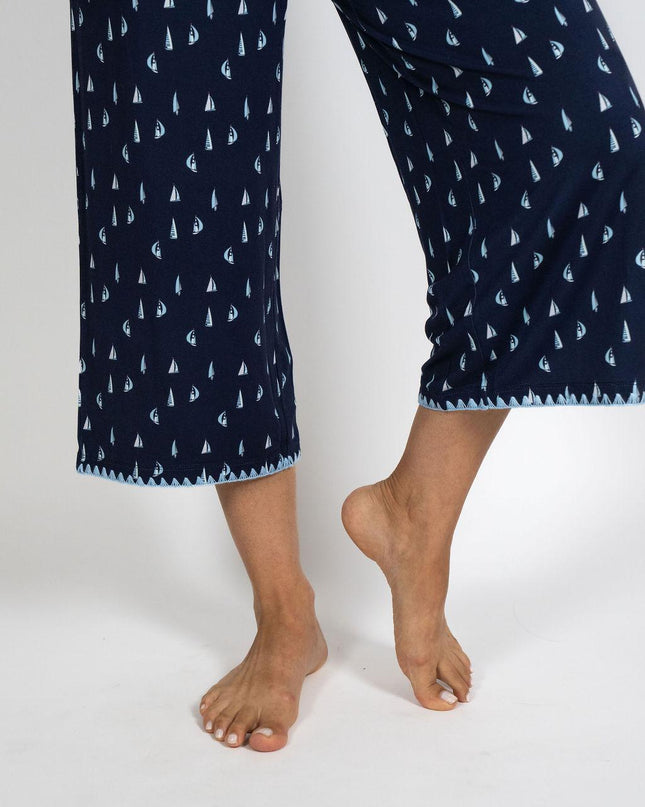 Cute stitching cropped pajama set