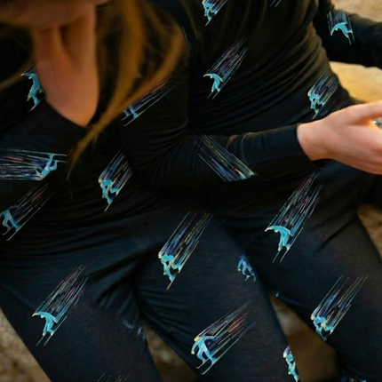 Kids Jammies Neon Skier Print