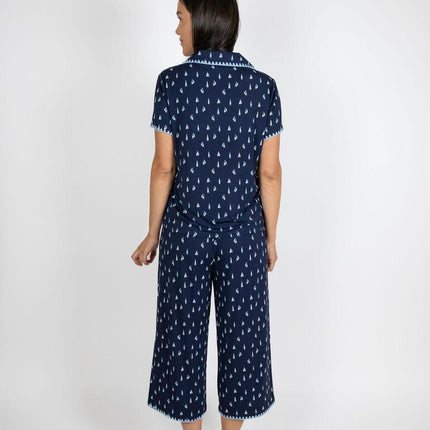 Cute stitching cropped pajama set