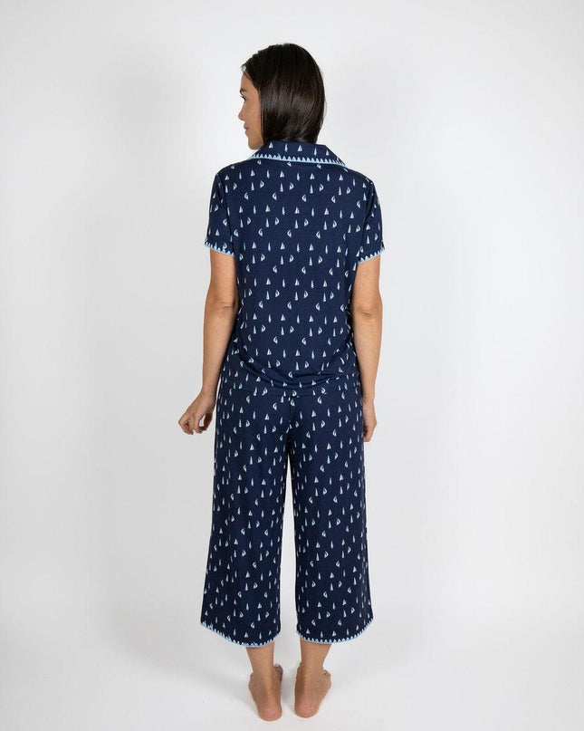 Cute stitching cropped pajama set