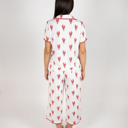 Cute stitching cropped pajama set