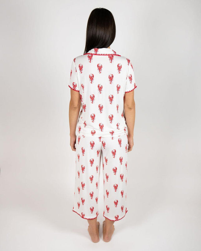 Cute stitching cropped pajama set