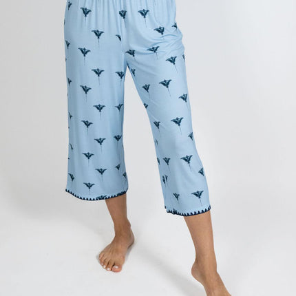 Cute stitching cropped pajama set