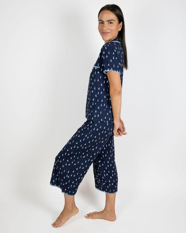 Cute stitching cropped pajama set