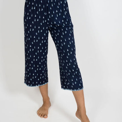 Cute stitching cropped pajama set
