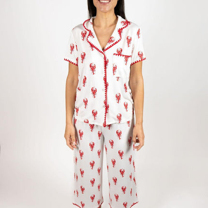 Cute stitching cropped pajama set