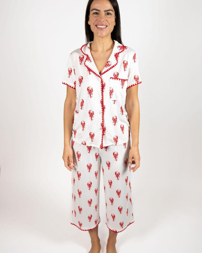 Cute stitching cropped pajama set