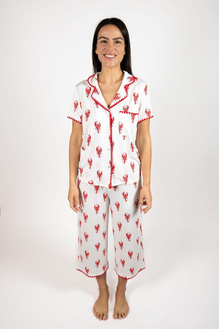 Cute stitching cropped pajama set