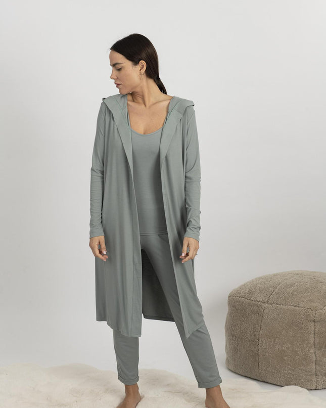 Ribbed cardigan in olive