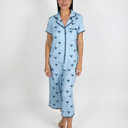 Cute stitching cropped pajama set