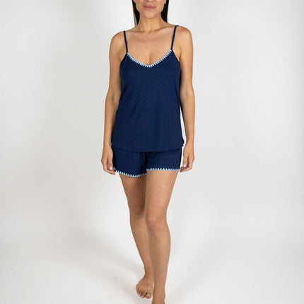 Cute stitching cami short set