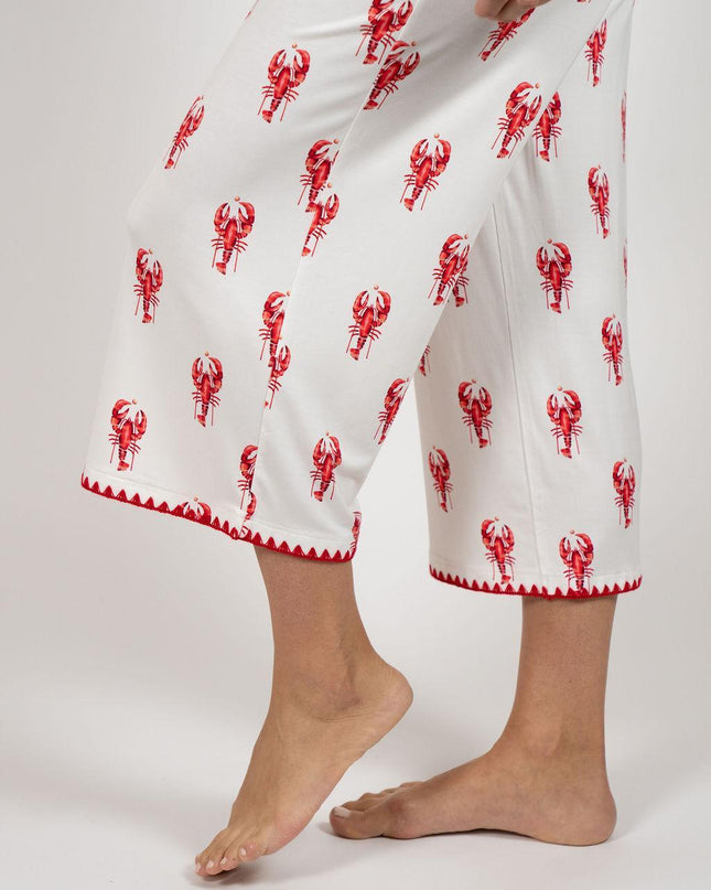Cute stitching cropped pajama set