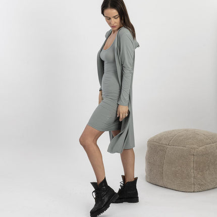 Ribbed cardigan in olive