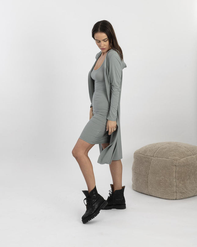Ribbed cardigan in olive