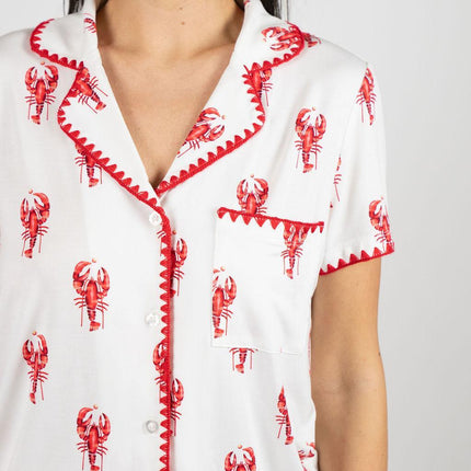 Cute stitching cropped pajama set