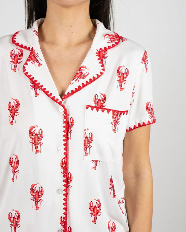 Cute stitching cropped pajama set