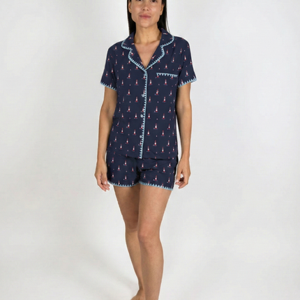 Cute stitching short pajama set