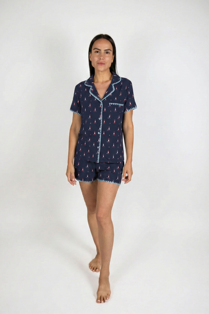 Cute stitching short pajama set