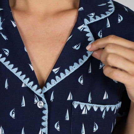 Cute stitching cropped pajama set