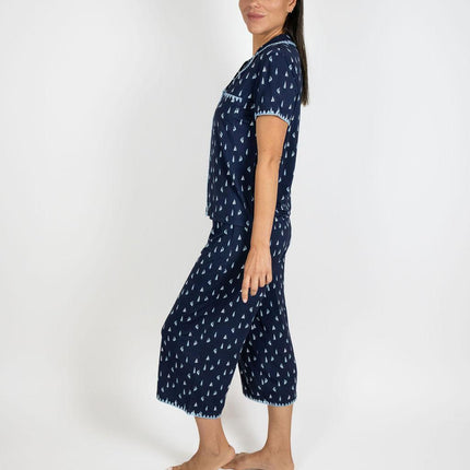 Cute stitching cropped pajama set