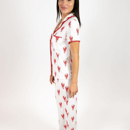 Cute stitching cropped pajama set