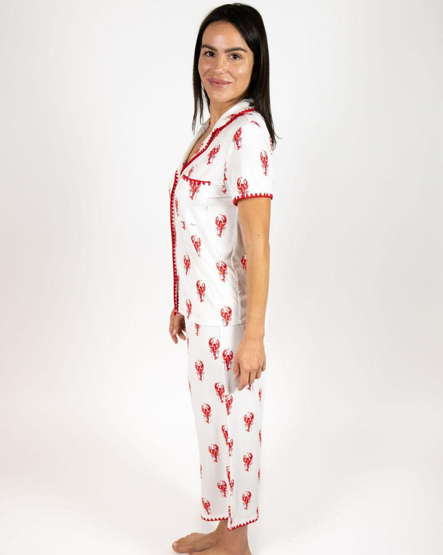 Cute stitching cropped pajama set