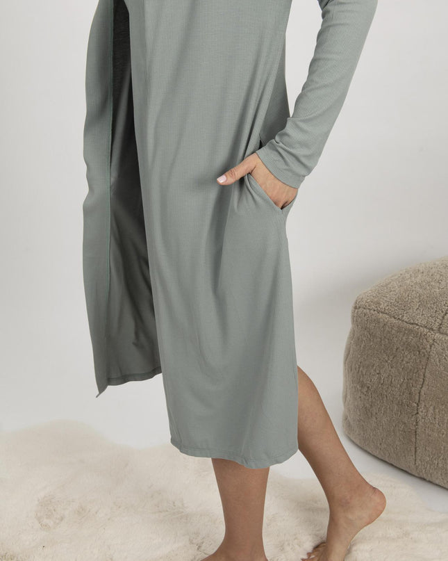 Ribbed cardigan in olive