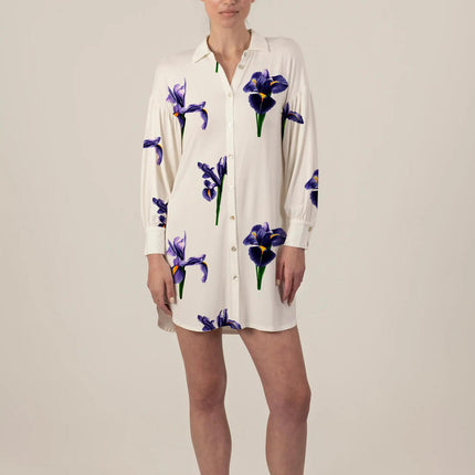 Silky satin dress Fleur-de-lis