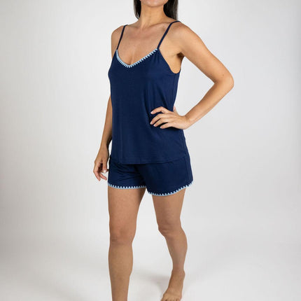 Cute stitching cami short set